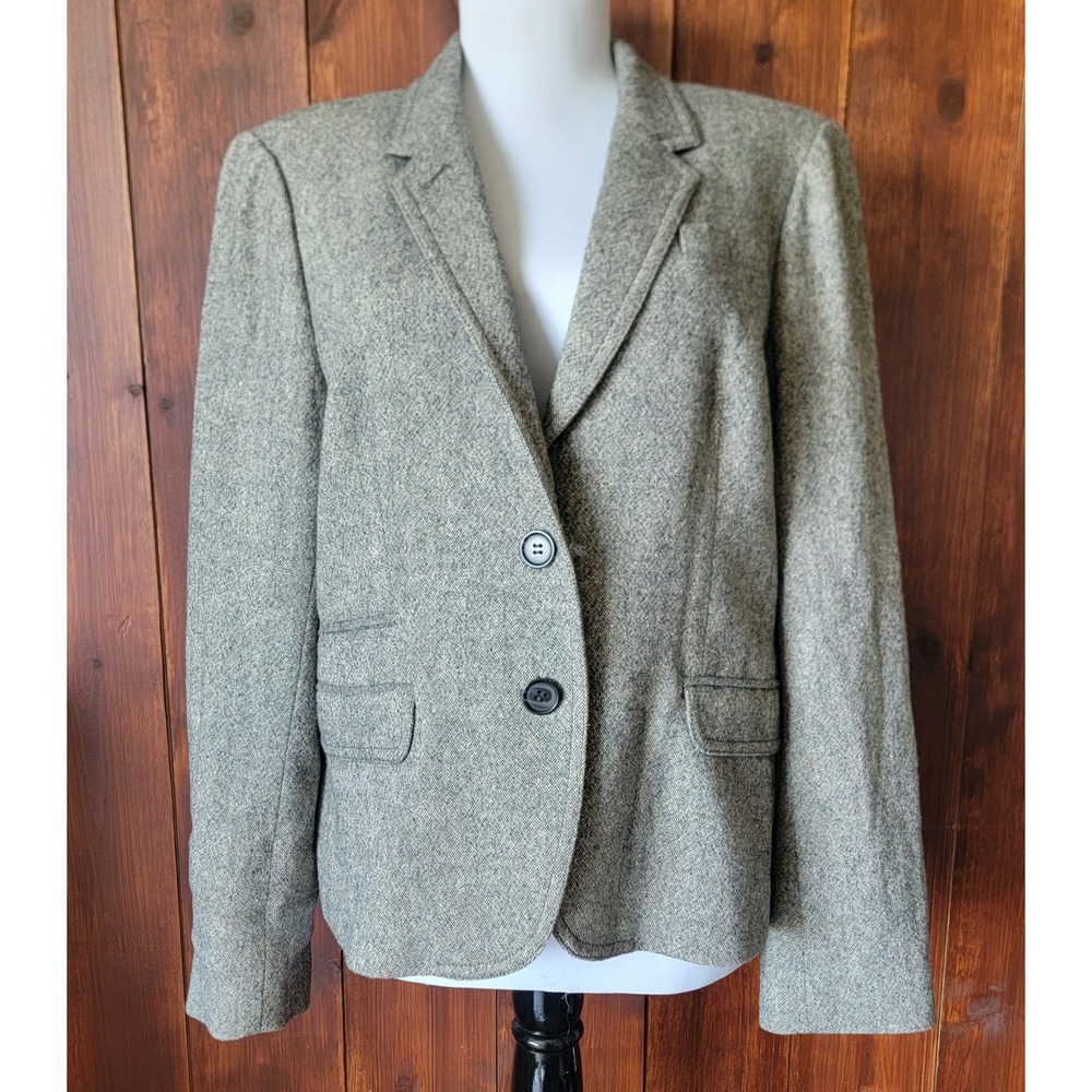 J.Crew Schoolboy Tweed Blazer Women's 14 Gray Wool Blend Textured Career Jacket